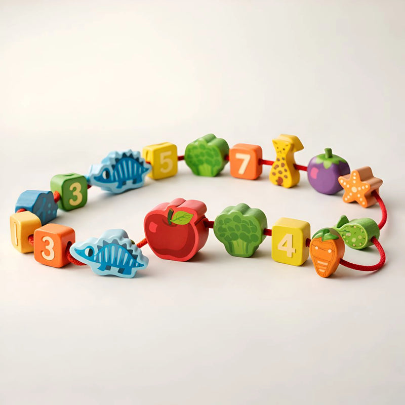 Wooden Lacing Beads & Threading Toy for Kids – Educational Fine Motor Learning Set