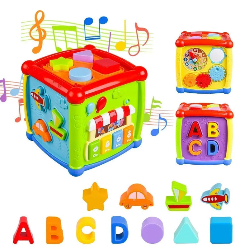 Educational Building Blocks Kids Activity Cube with Music & Light