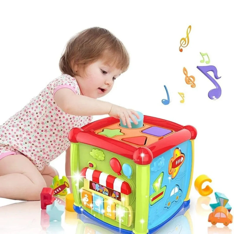 Educational Building Blocks Kids Activity Cube with Music & Light