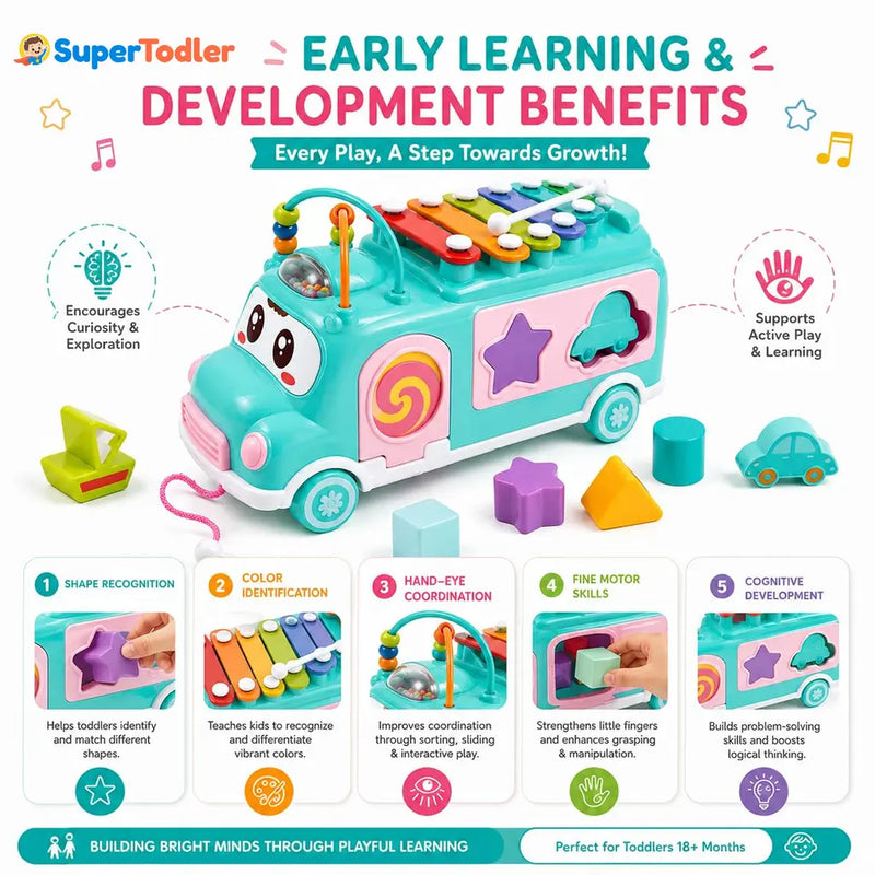 Activity Musical Bus Toy for Toddlers