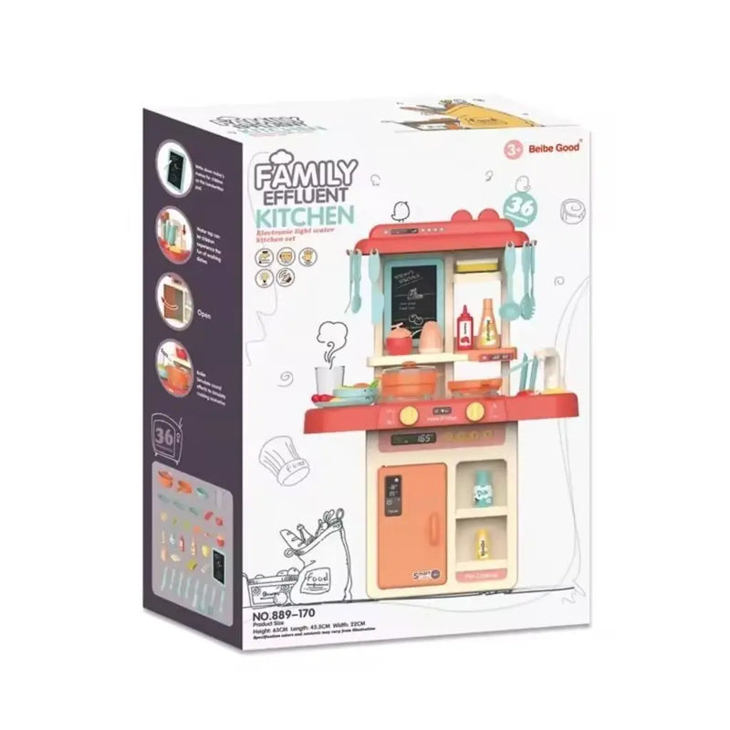 Kids Pretend Play Kitchen Set with Sound Effects Large Toy Kitchen Playset
