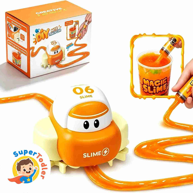 DIY Slime Track Car Kit – Creative Path Following Toy Car with Syringe & Magic Slime