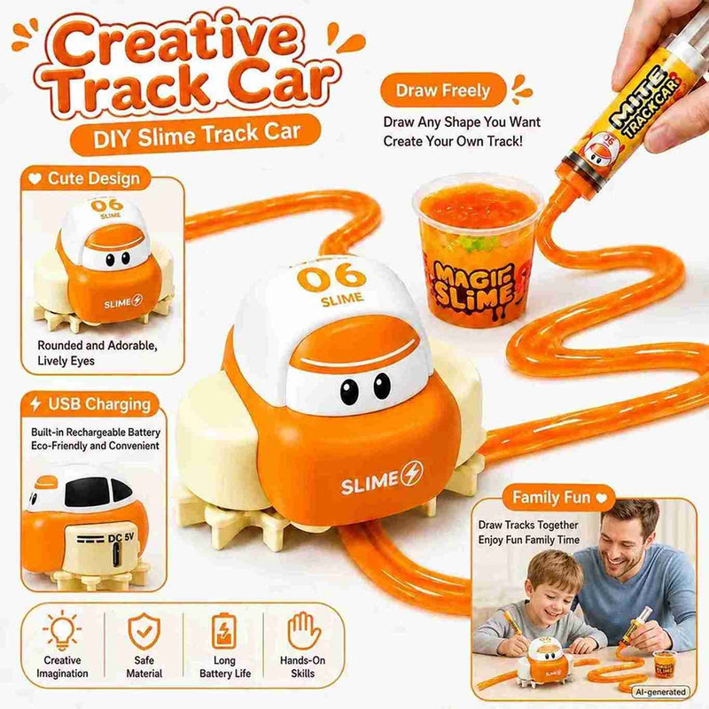 DIY Slime Track Car Kit – Creative Path Following Toy Car with Syringe & Magic Slime