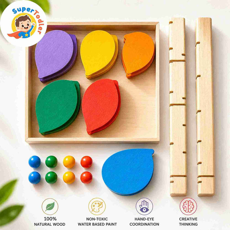 Wooden Ball Run Tree – Rainbow Musical Marble Run Montessori Toy