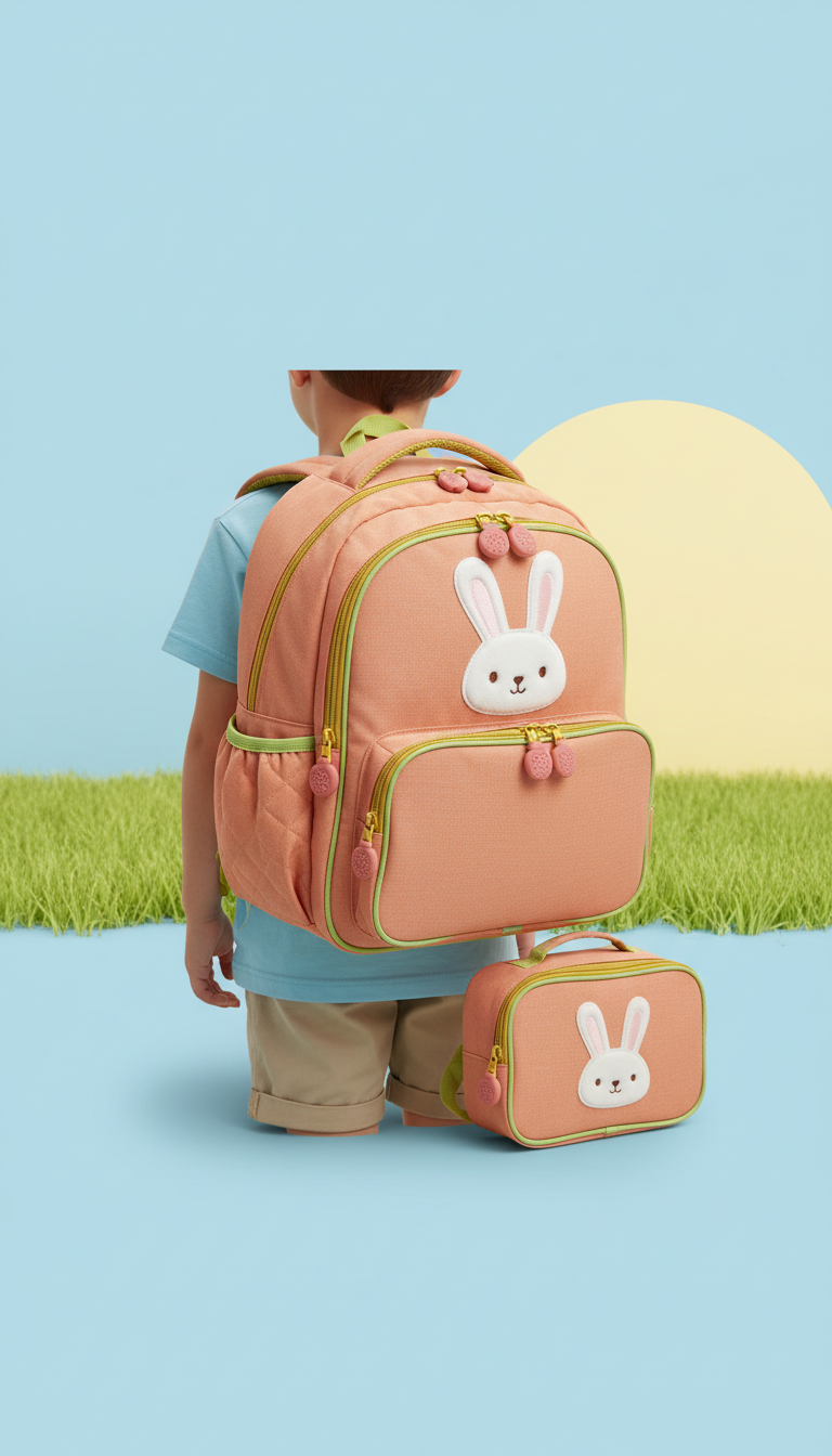 Soft Peach Bunny Backpack