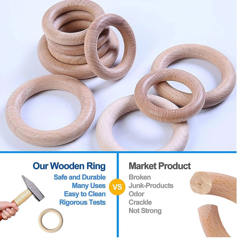 Silicone & Wooden Baby Teether – Sensory Teething Toy