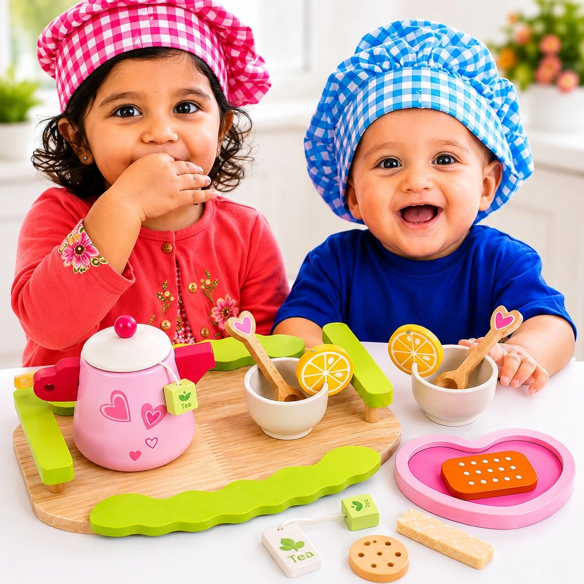 Wooden Tea Party Pretend Play Set for Kids
