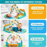 3-in-1 Baby Kick & Play Musical Piano Gym Mat with Activity Arch, Rattles & Mirror (0–36 Months)