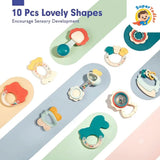 SuperTodler 10 Pcs Baby Rattles & Teethers Set – Sensory Development Toys for Newborns