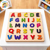 Wooden Capital Alphabet Puzzle Board – A-Z Uppercase Letters Learning Toy