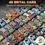 48-Piece Die-Cast Metal Pull Back Racing Cars Set with Parking Track