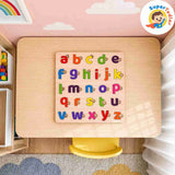 Wooden Lowercase Alphabet Puzzle Board – A-Z Small Letters Learning Toy (20 x 20 cm)
