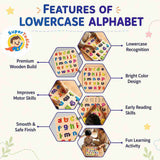 Wooden Lowercase Alphabet Puzzle Board – A-Z Small Letters Learning Toy (20 x 20 cm)