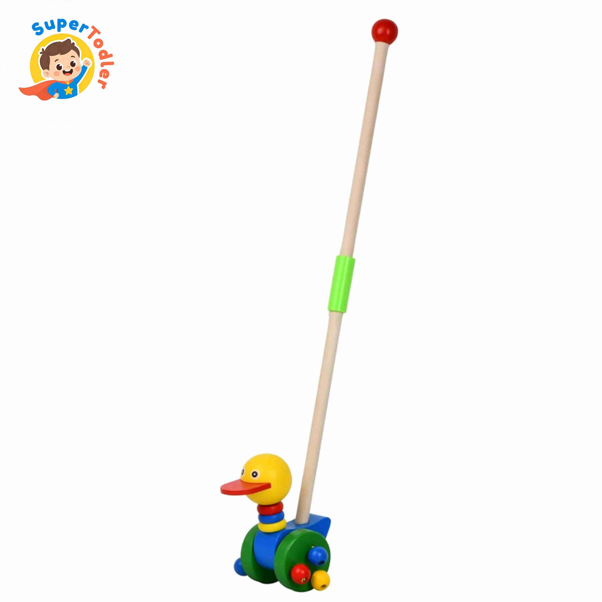 Wooden Push & Pull Along Duck Toy – Active Walking Toy for Toddlers