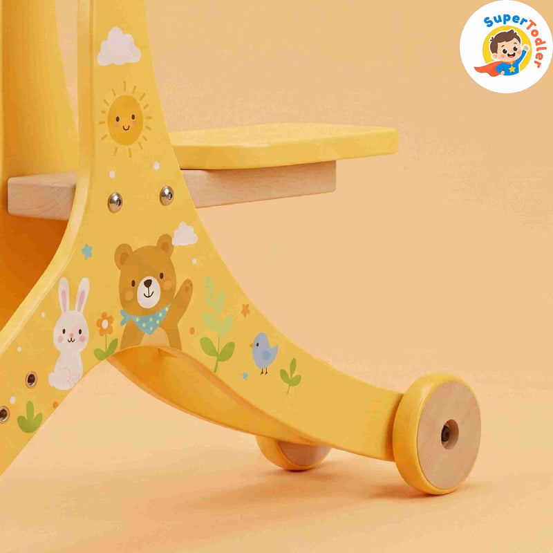 2-in-1 Wooden Balance Walker & Ride-On Trike – Convertible Montessori Push Toy (Ages 2-9 Years)