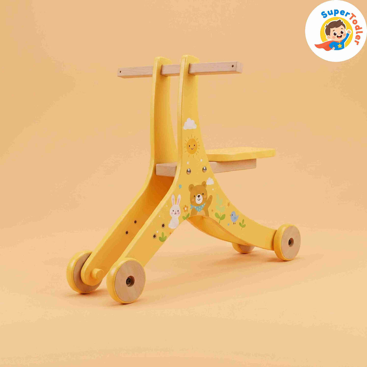 2-in-1 Wooden Balance Walker & Ride-On Trike – Convertible Montessori Push Toy (Ages 2-9 Years)