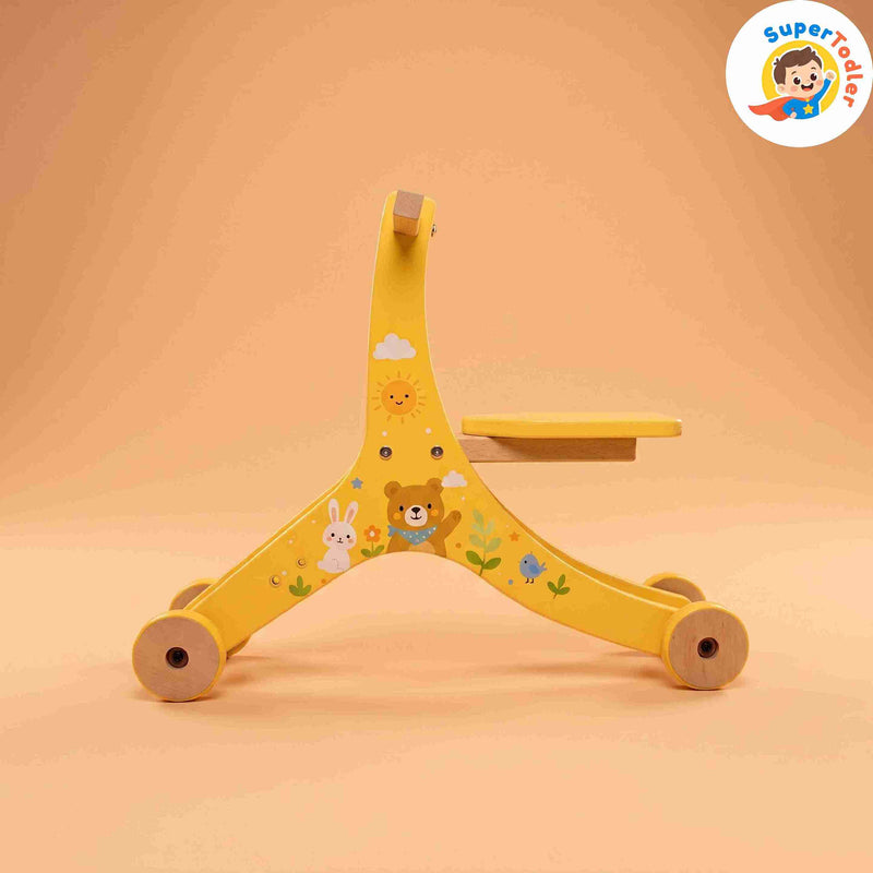 2-in-1 Wooden Balance Walker & Ride-On Trike – Convertible Montessori Push Toy (Ages 2-9 Years)