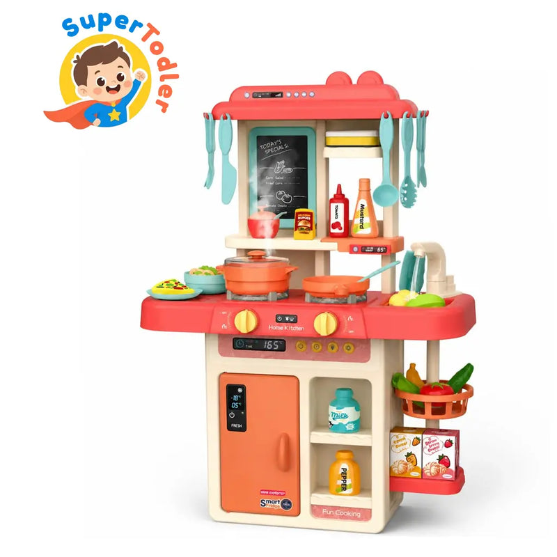 Kids Pretend Play Kitchen Set with Sound Effects Large Toy Kitchen Playset