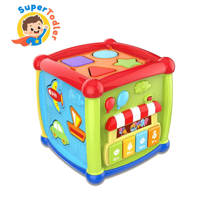 Educational Building Blocks Kids Activity Cube with Music & Light