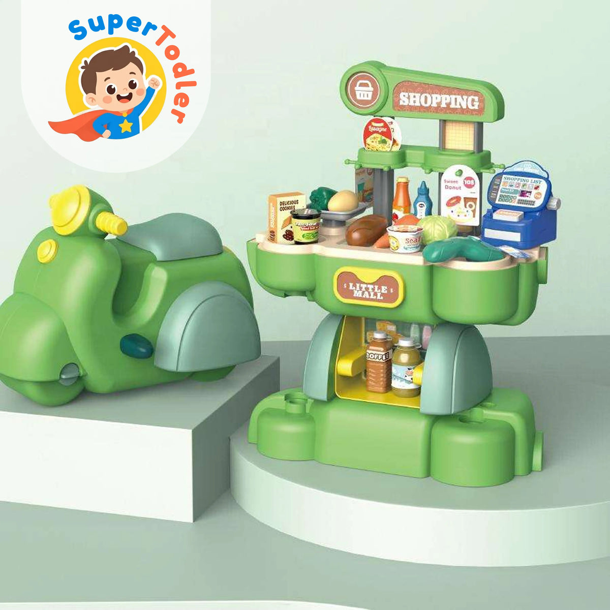 Motorcycle DIY Play House Cooking Toy – 2-in-1 Pretend Play Set