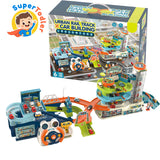 Electric City Dinosaur Park Steering Wheel Traffic Rail Car Parking Lot Track Toy Set