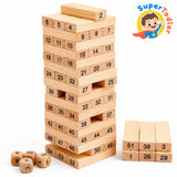 Wooden Tumbling Tower Game with Dice