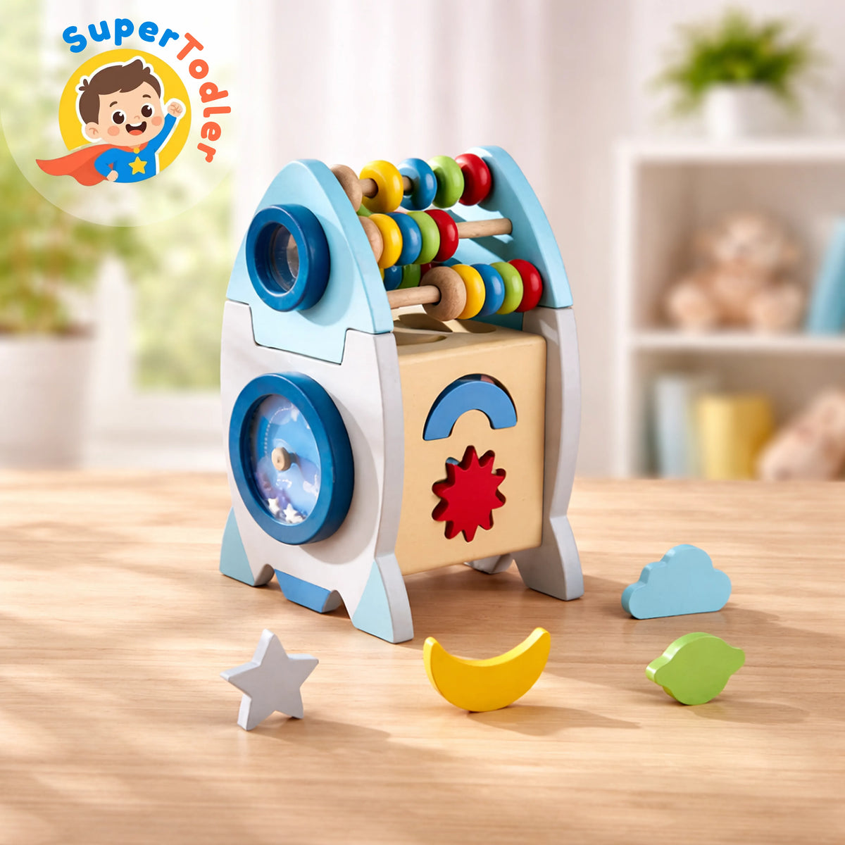 Wooden Rocket Abacus – Montessori Counting & Learning Toy
