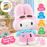 Cute Bunny Plush Toy for Kids – Soft Pink Character Doll with Goggles & Colorful Outfit