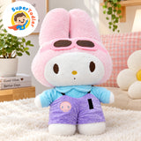 Cute Bunny Plush Toy for Kids – Soft Pink Character Doll with Goggles & Colorful Outfit