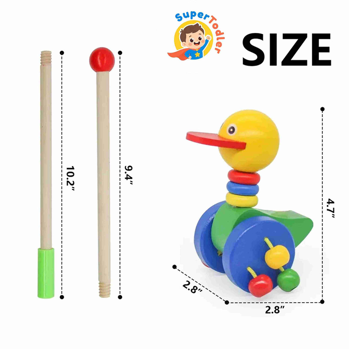 Wooden Push & Pull Along Duck Toy – Active Walking Toy for Toddlers