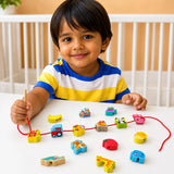 Wooden Lacing Beads & Threading Toy for Kids – Educational Fine Motor Learning Set