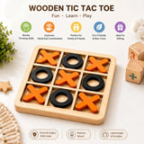 Wooden Tic Tac Toe Game for Kids & Family – Classic Strategy Board Game