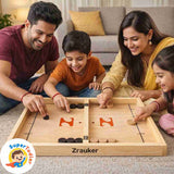 2-in-1 Wooden Foldable Fast Sling Puck & Chess Board Game Set