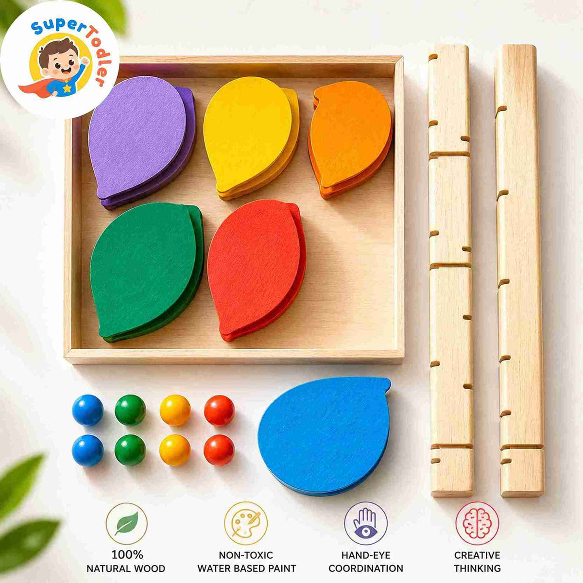 Wooden Ball Run Tree – Rainbow Musical Marble Run Montessori Toy