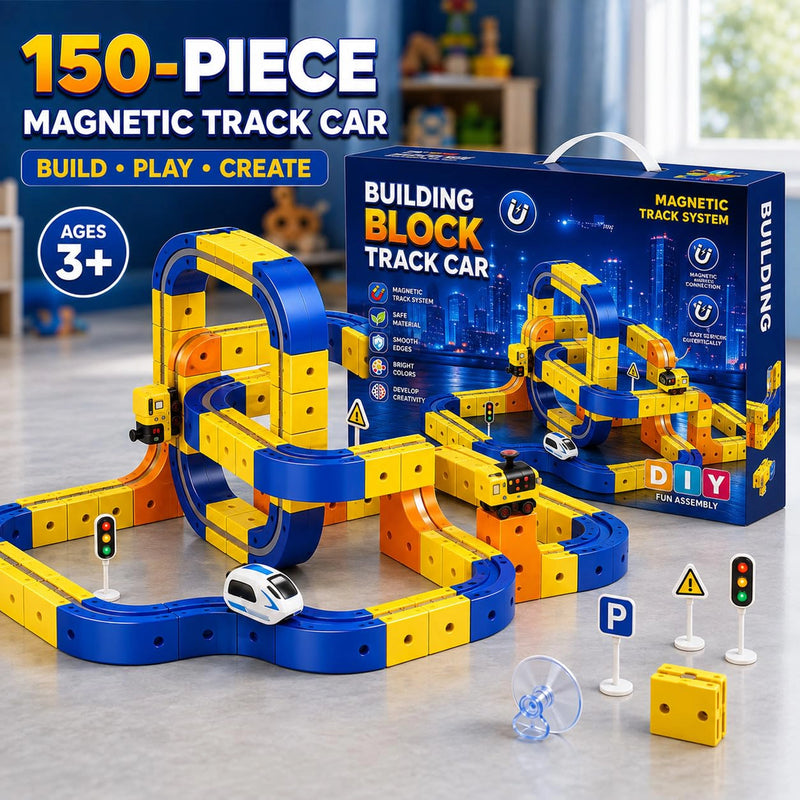 150-Piece Magnetic Building Block Track Car Set for Kids