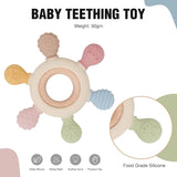 Silicone & Wooden Baby Teether – Sensory Teething Toy