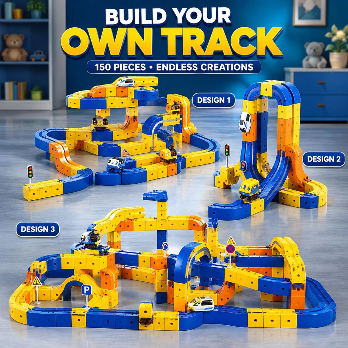 150-Piece Magnetic Building Block Track Car Set for Kids