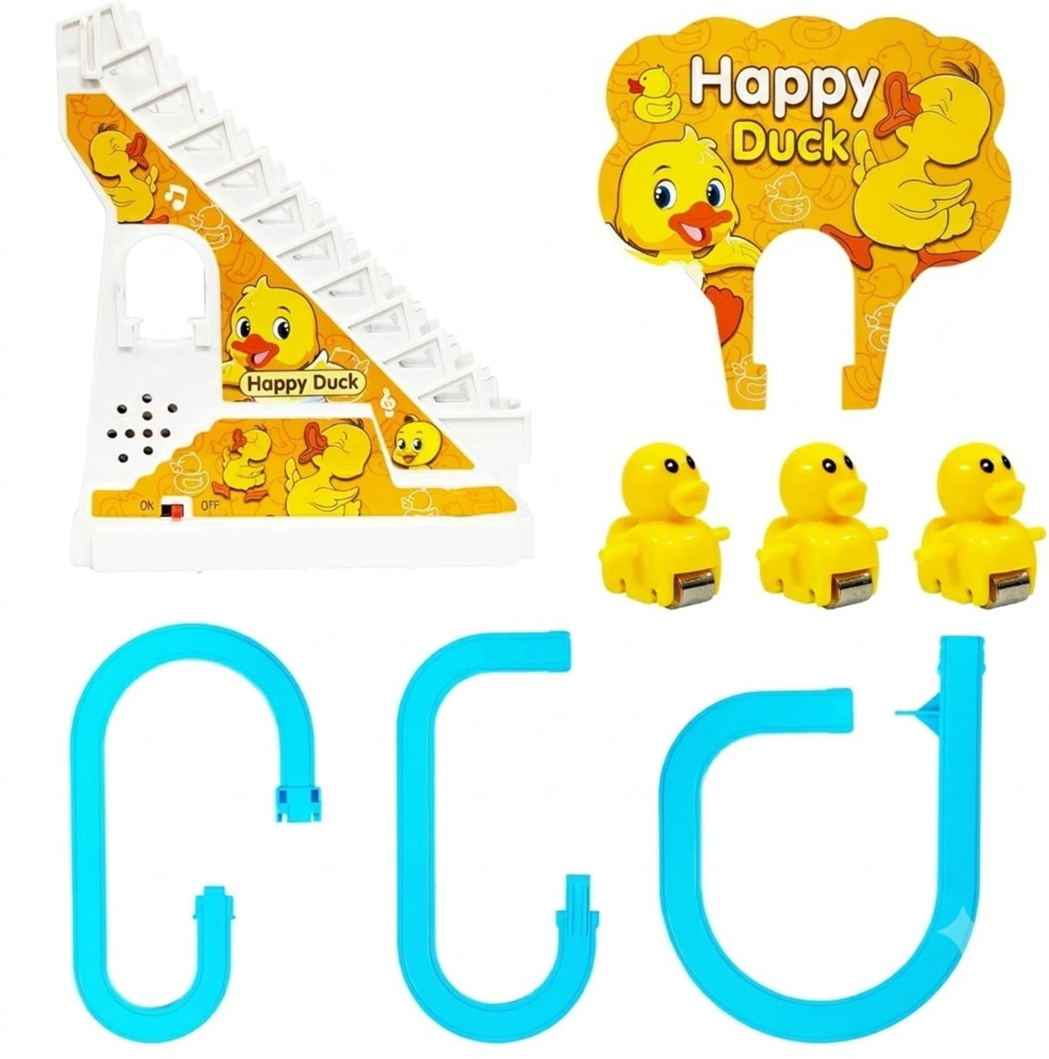 Little Lovely Duck Slide Escalator Toy Automatic Stair Climbing Race Track Set