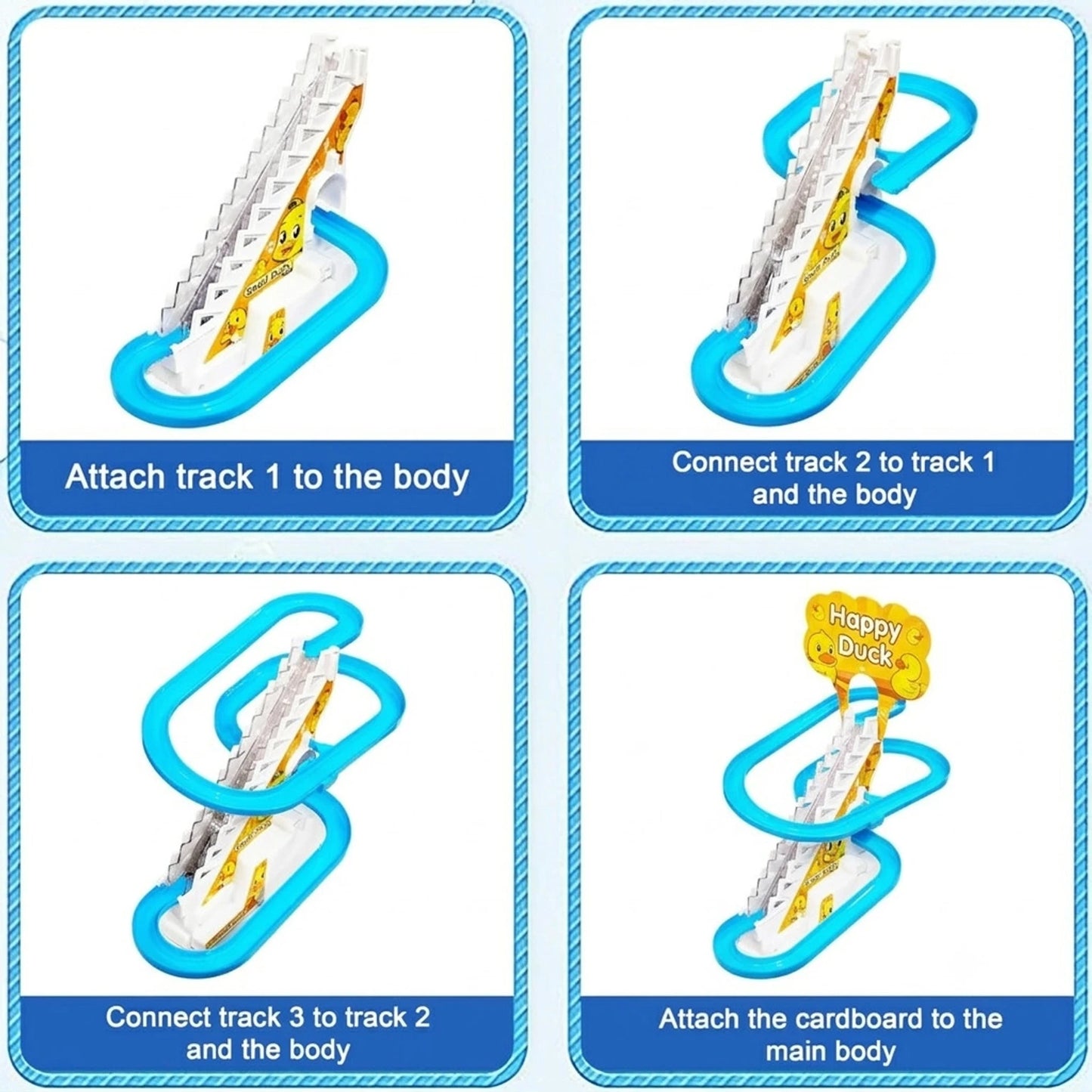 Little Lovely Duck Slide Escalator Toy Automatic Stair Climbing Race Track Set