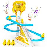 Little Lovely Duck Slide Escalator Toy Automatic Stair Climbing Race Track Set